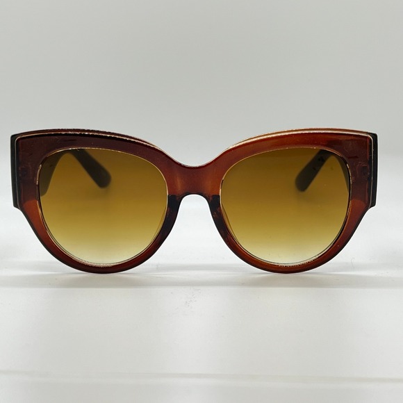 Cat Eye Sunglasses Fashion Oversized Brown Lens Green Accents Vintage Classic - Picture 2 of 2